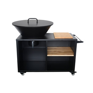 Brasero barbecue Ø80cm, desserte avec espaces de rangement, couvercle et ustensiles STROMBOLI