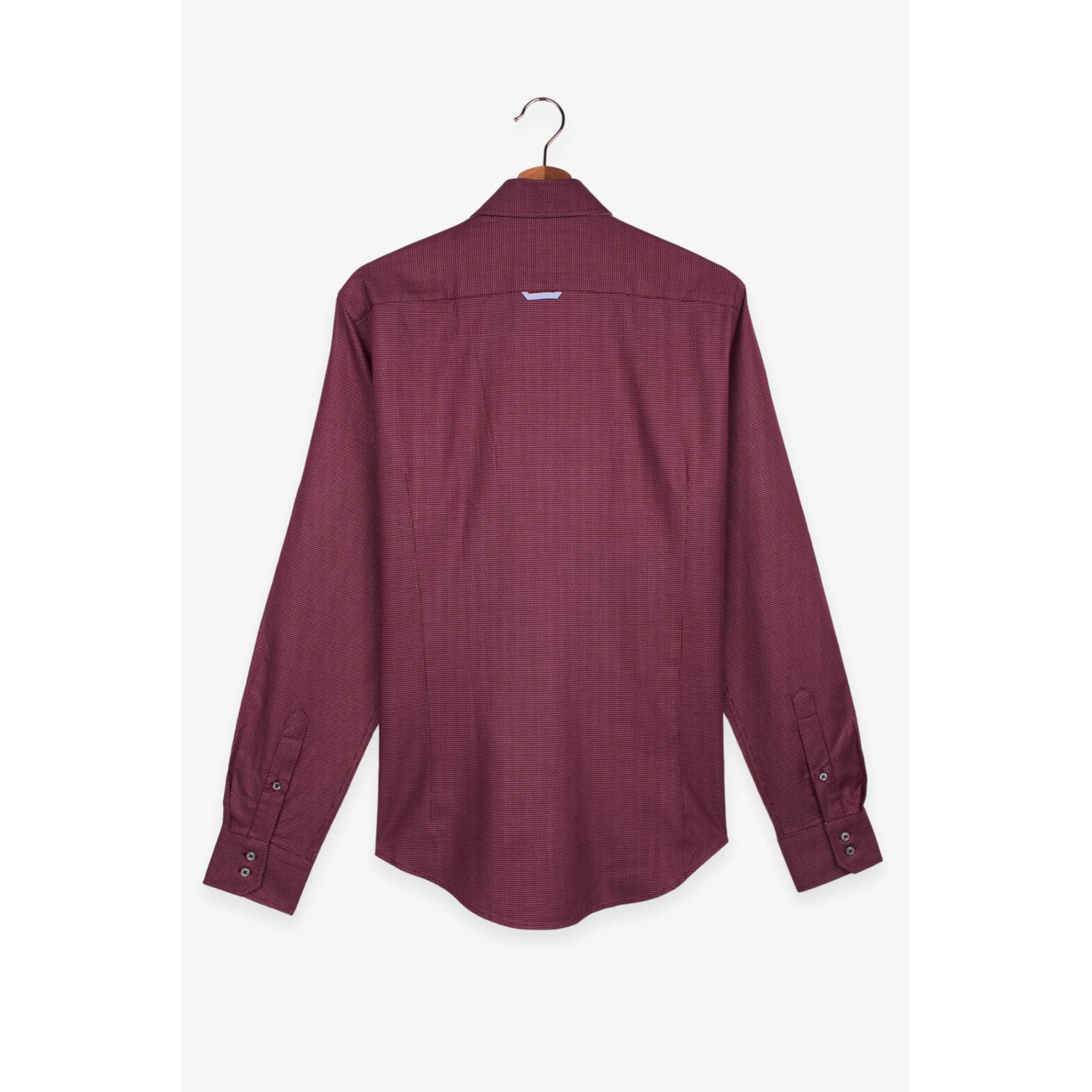 Camicia Uomo 2 Bottoni Button Down Slim Jacquard Fantasia Bordeaux e Celeste