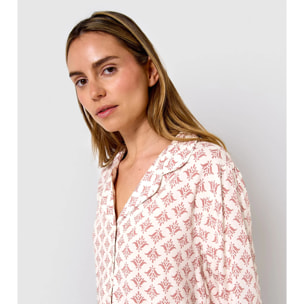 Pijama largo camisero de viscosa morocco rosa