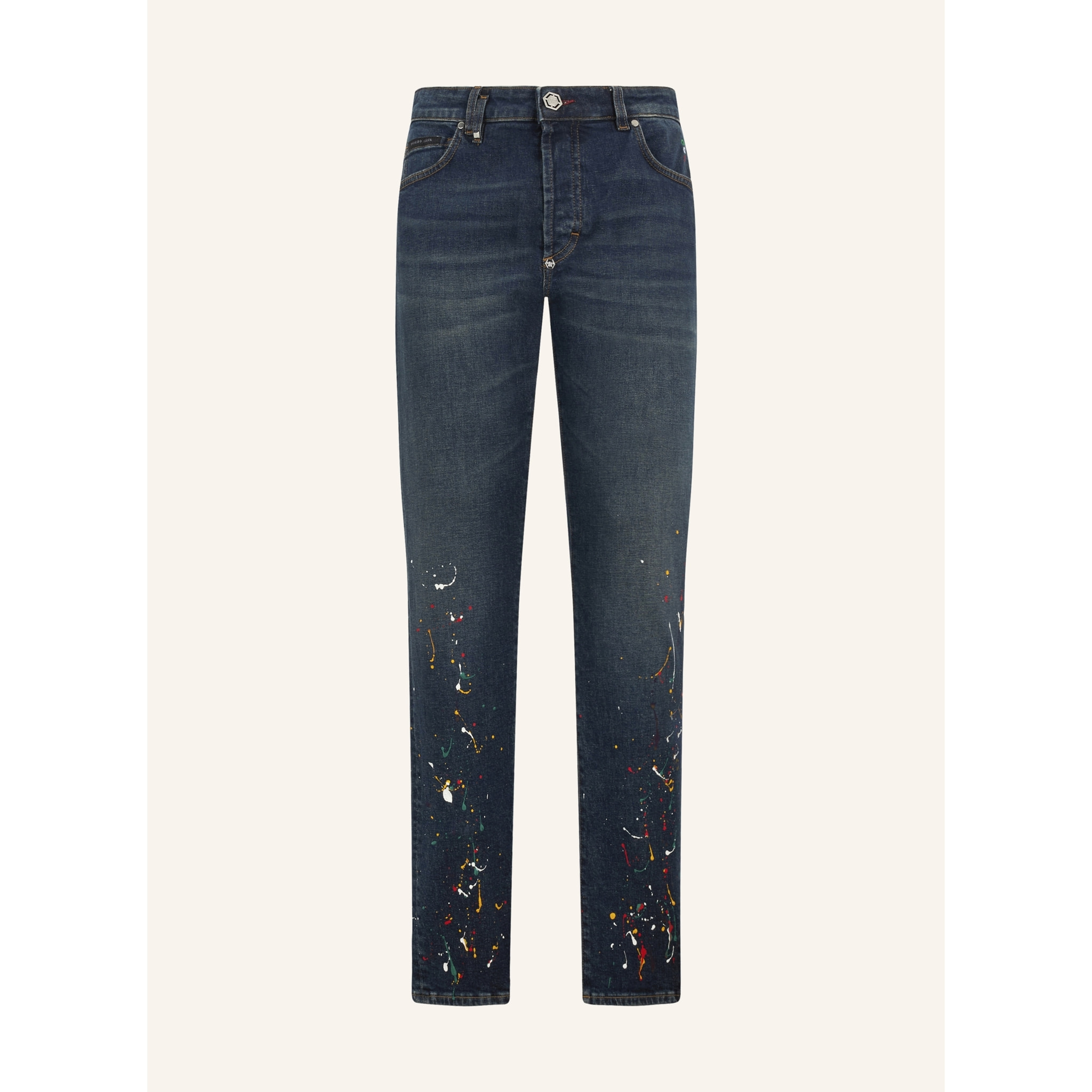 PHILIPP PLEIN Super Straight Cut Jeans Paint
