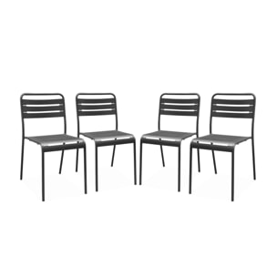 Lot de 4 chaises de jardin acier. 4 places. anthracite. Amelia. L44 x P52 x H79cm