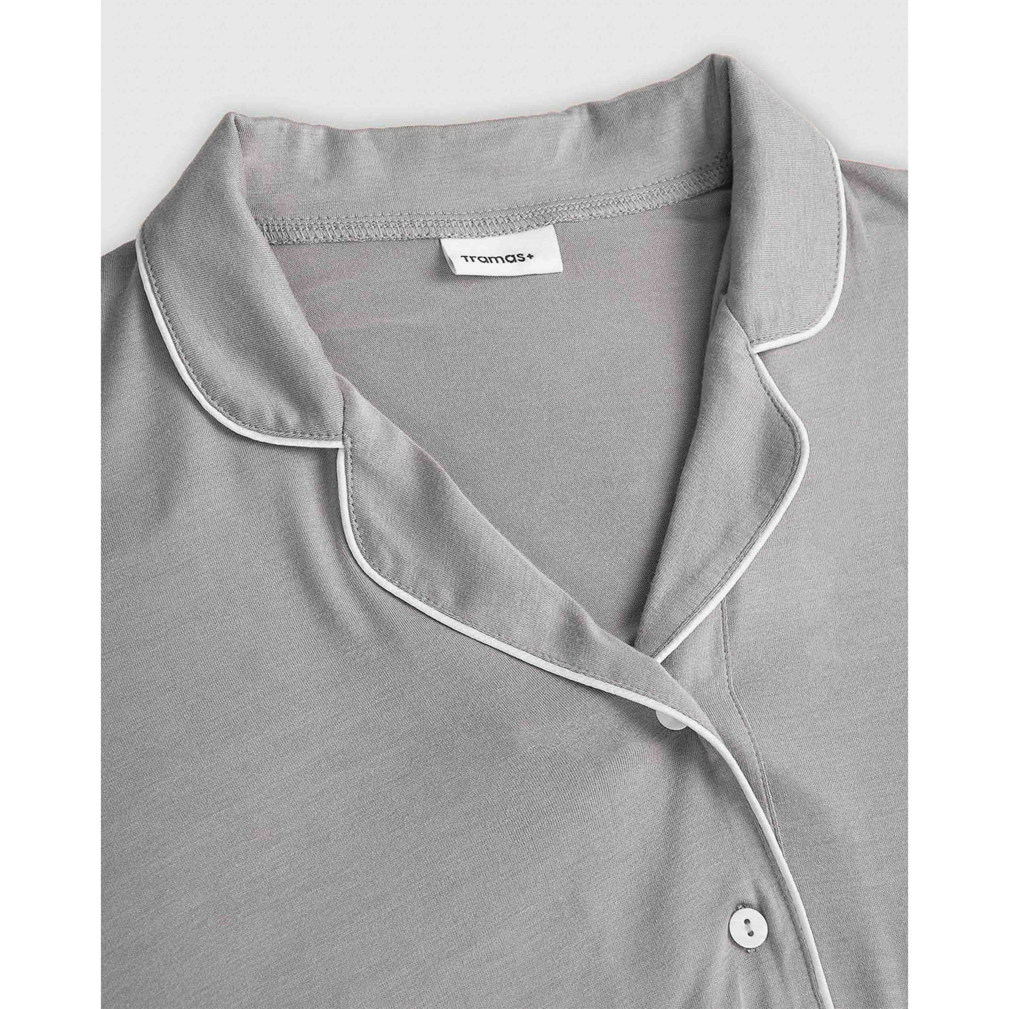 Pijama largo camisero viscosa punto gris