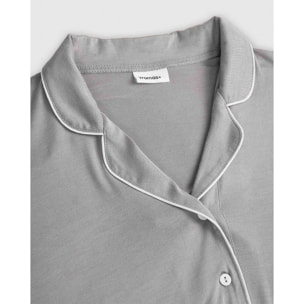 Pijama largo camisero viscosa punto gris