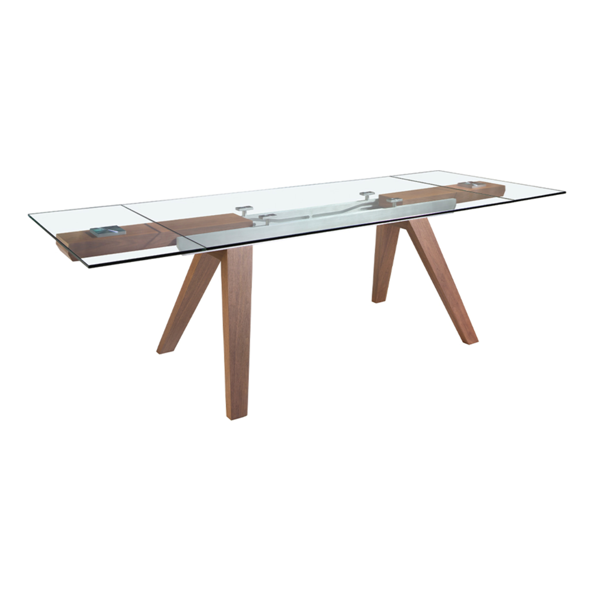 Mesa comedor extensible rectangular con tapa de cristal templado 180x100x76cm