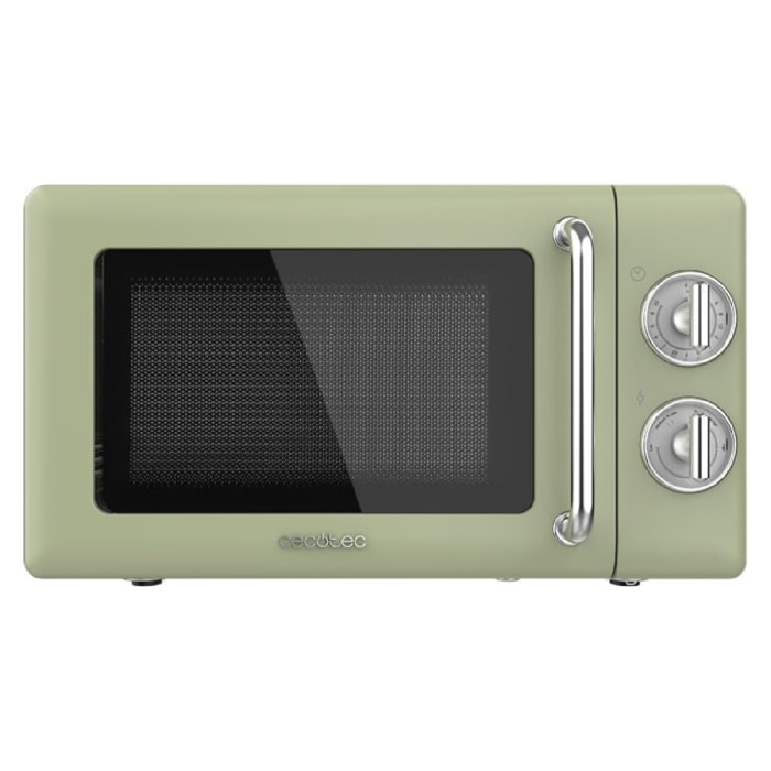 Cecotec Micro-Ondes Mécanique Proclean 3010 Retro Vert. 20 L, 700 W en 6 niveaux