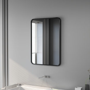 Espejo de Baño 50x70 cm Espejo Rectangular Espejo de Pared con Marco de Metal Vertical u Horizontal para Recibidor Sala de Estar Negro