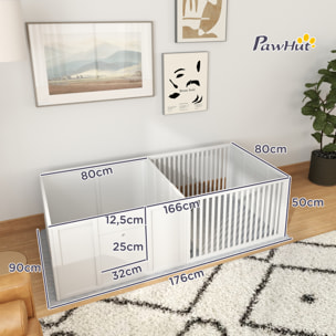 Parc de mise bas pour chien - caisse de mise bas pour chien - hauteur porte réglable - 166 x 80 x 50 cm, blanc