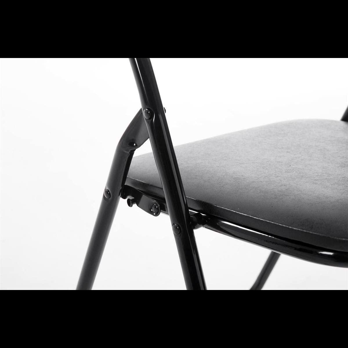 Set 6 Sedia Pieghevole Slim Opaca Metallo Sedie Salvaspazio Ufficio Casa Campeggio Salotto Cucina Ecopelle Comoda Seduta Imbottita 78x44x44 cm Nero