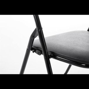 Set 6 Sedia Pieghevole Slim Opaca Metallo Sedie Salvaspazio Ufficio Casa Campeggio Salotto Cucina Ecopelle Comoda Seduta Imbottita 78x44x44 cm Nero