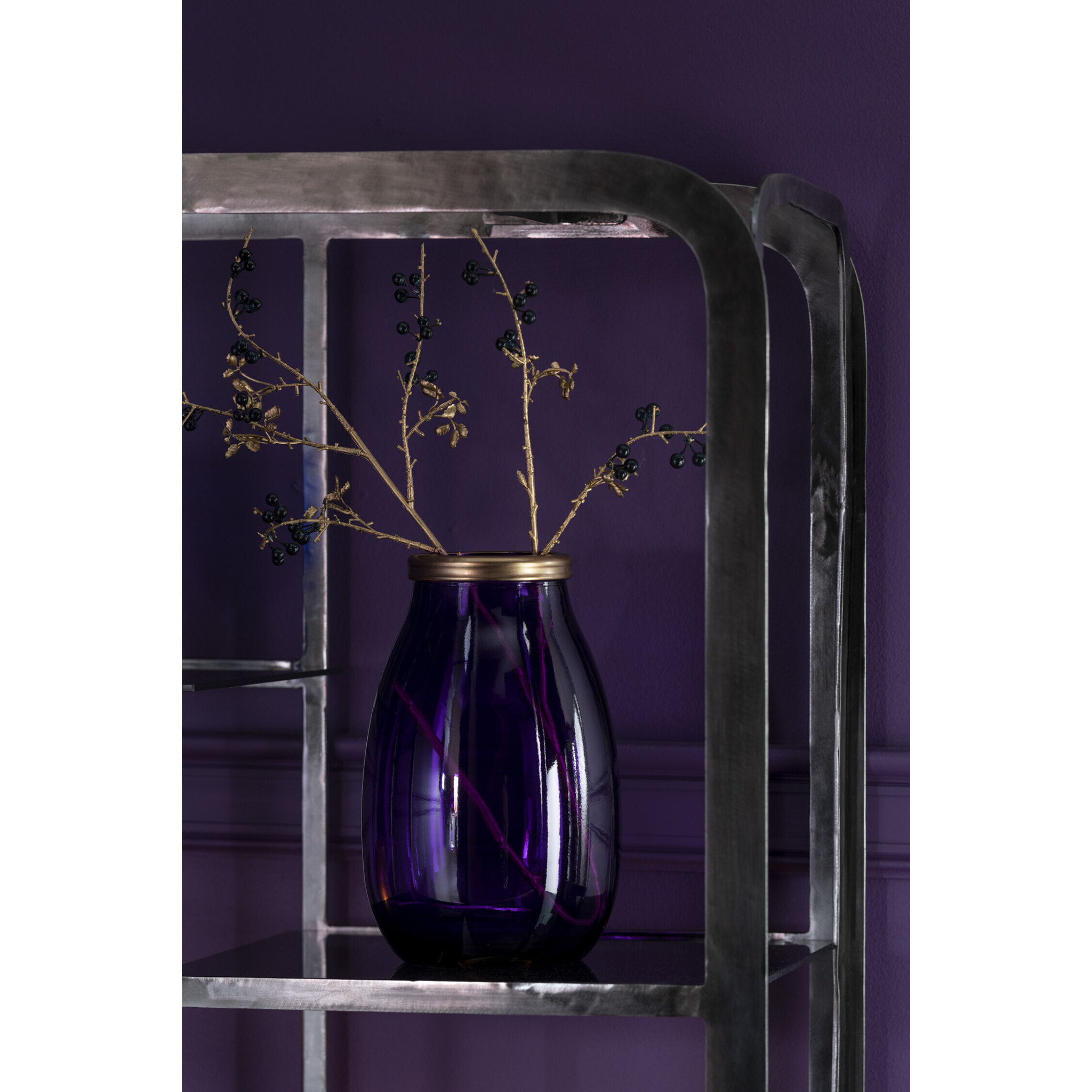 J-Line Vase Bord Or Verre Mauve S