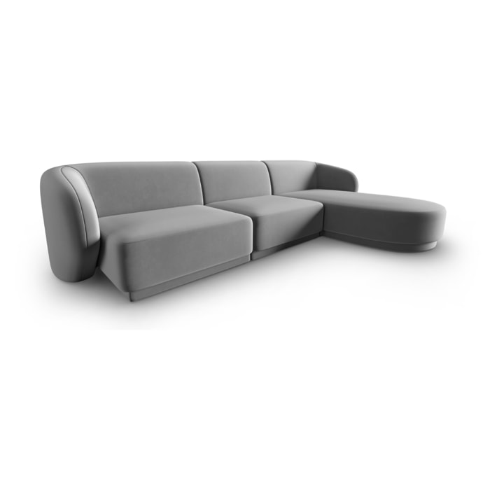 Canapé d'angle droit modulable "Lionel" 4 places en velours gris