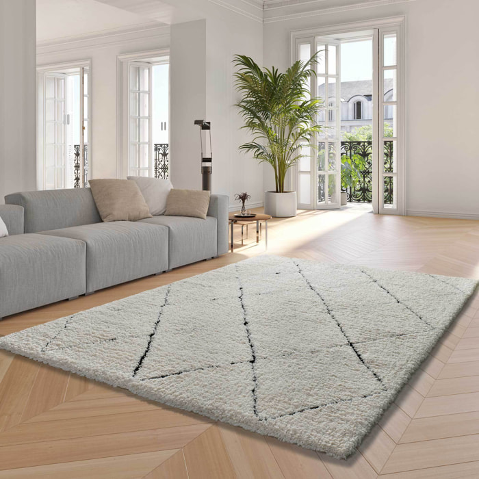 ATESA Alfombra shaggy suave estilo escandinavo crema, varias medidas disponibles