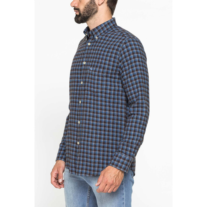 CAMICIA FANTASIA TINTO FILO IN FLANELLA LEGGERA
