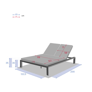 Lit de piscine double "Évasion" argile 2 places