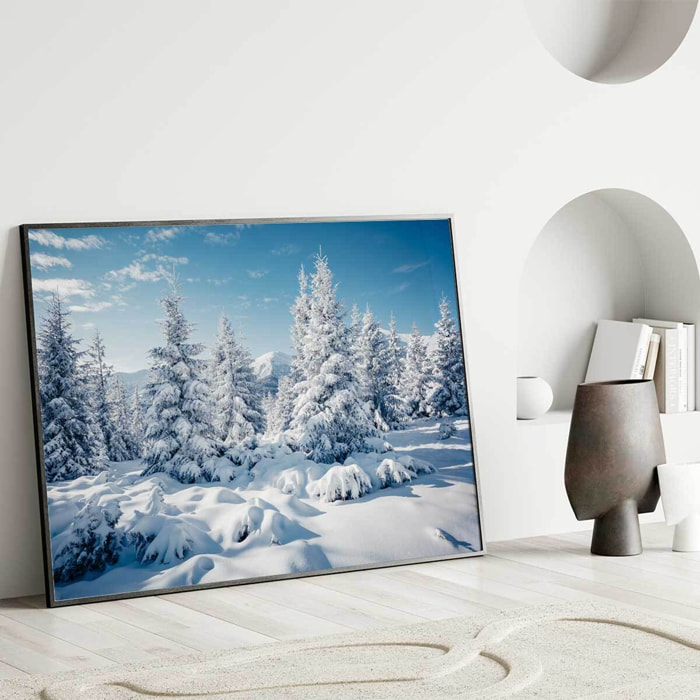 Affiche encadrée Paysage hivernal enneigé Affiche + cadre en métal - Noir