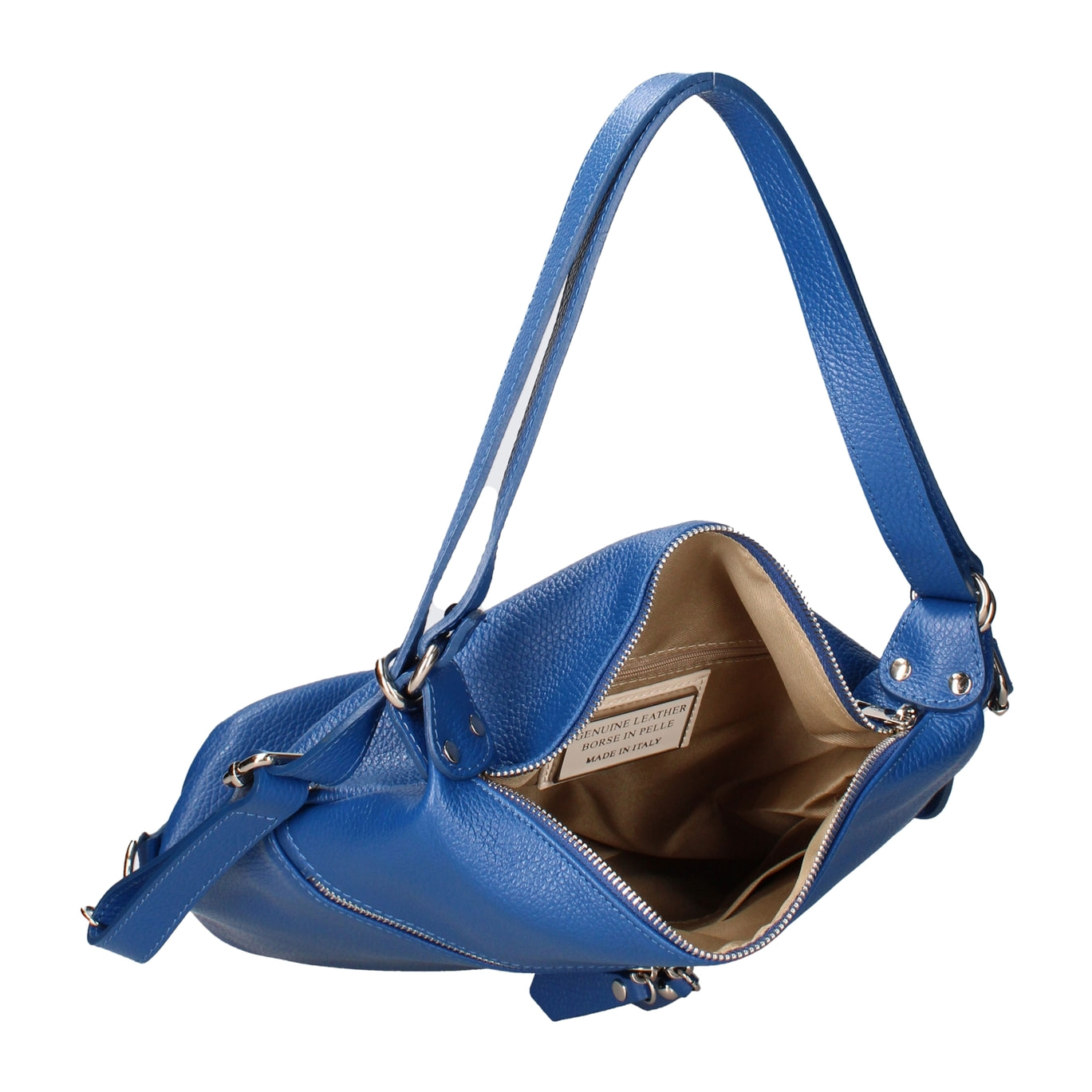 Borsa a spalla convertibile in zaino Bianca da donna In Vera pelle Made in Italy 30x26x9 cm