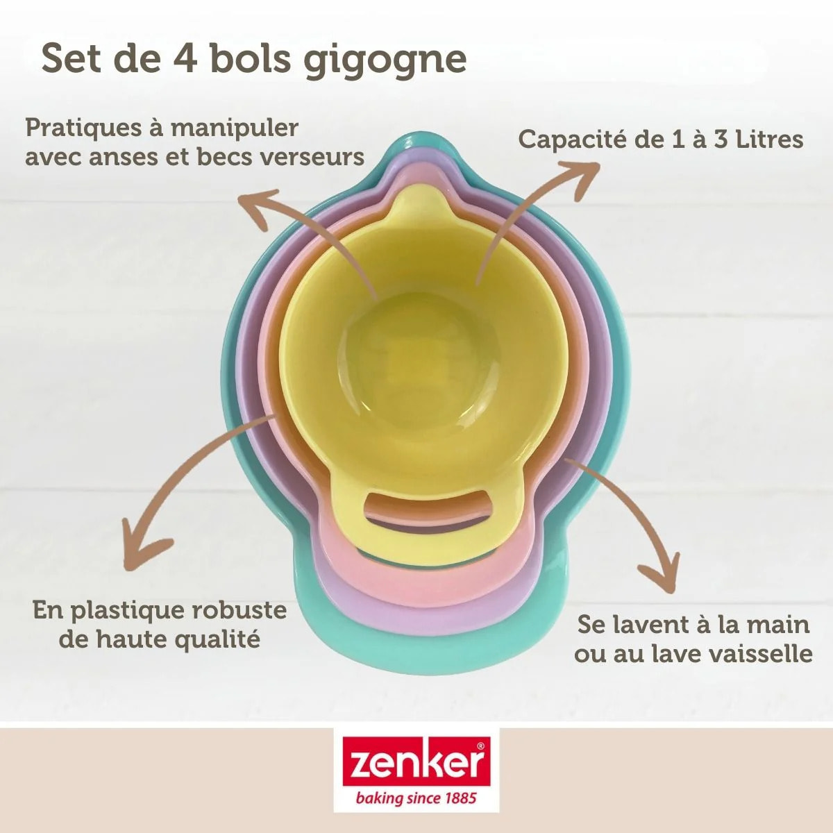 Set de 4 bols à mélanger gigogne Zenker