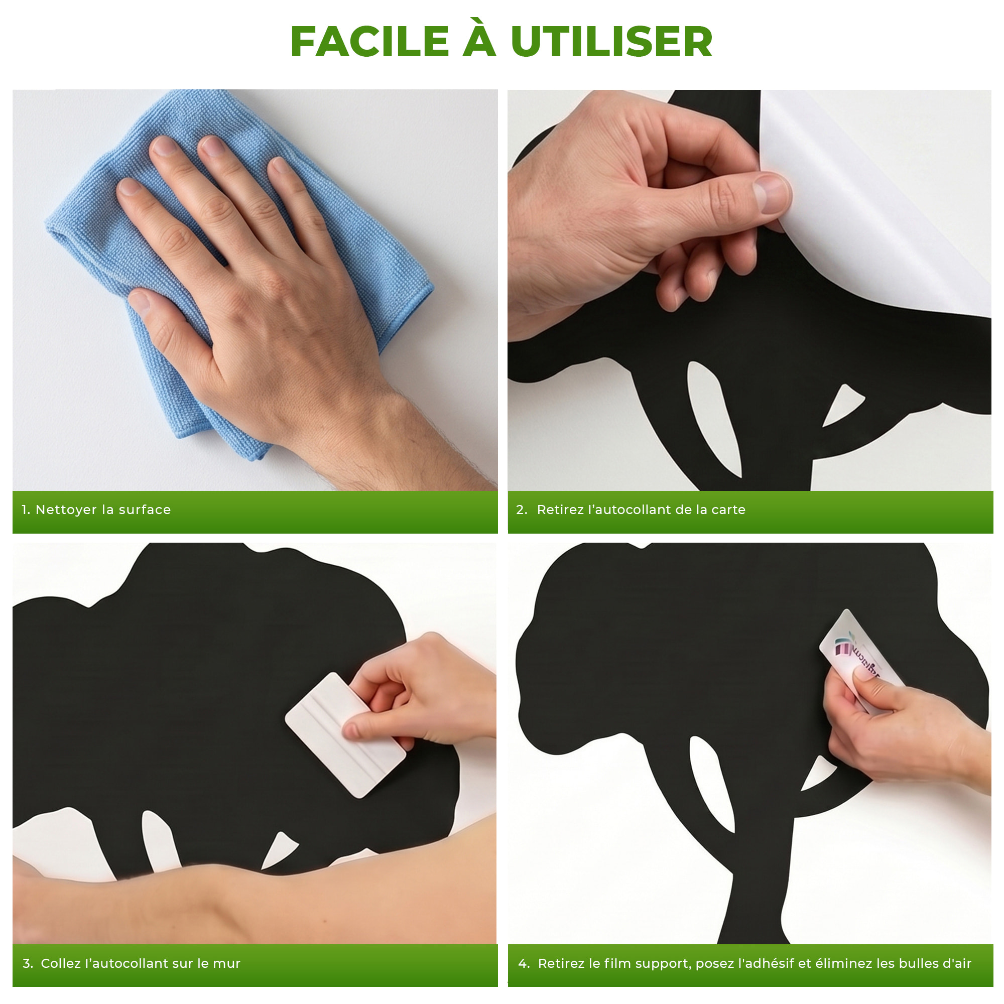Sticker ardoise tableau noir - stickers muraux adhésif effaçable - GRAND ARBRE