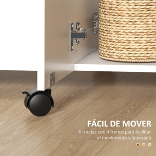 Mesa Plegable de Comedor, Mesa de Cocina Plegable, con Ruedas, Alas Abatibles, 2 Cajones, Estante y Armario, Hasta 6 Personas, para Salón, Espacio Pequeño, 120x60x76,5 cm, Blanco y Natural