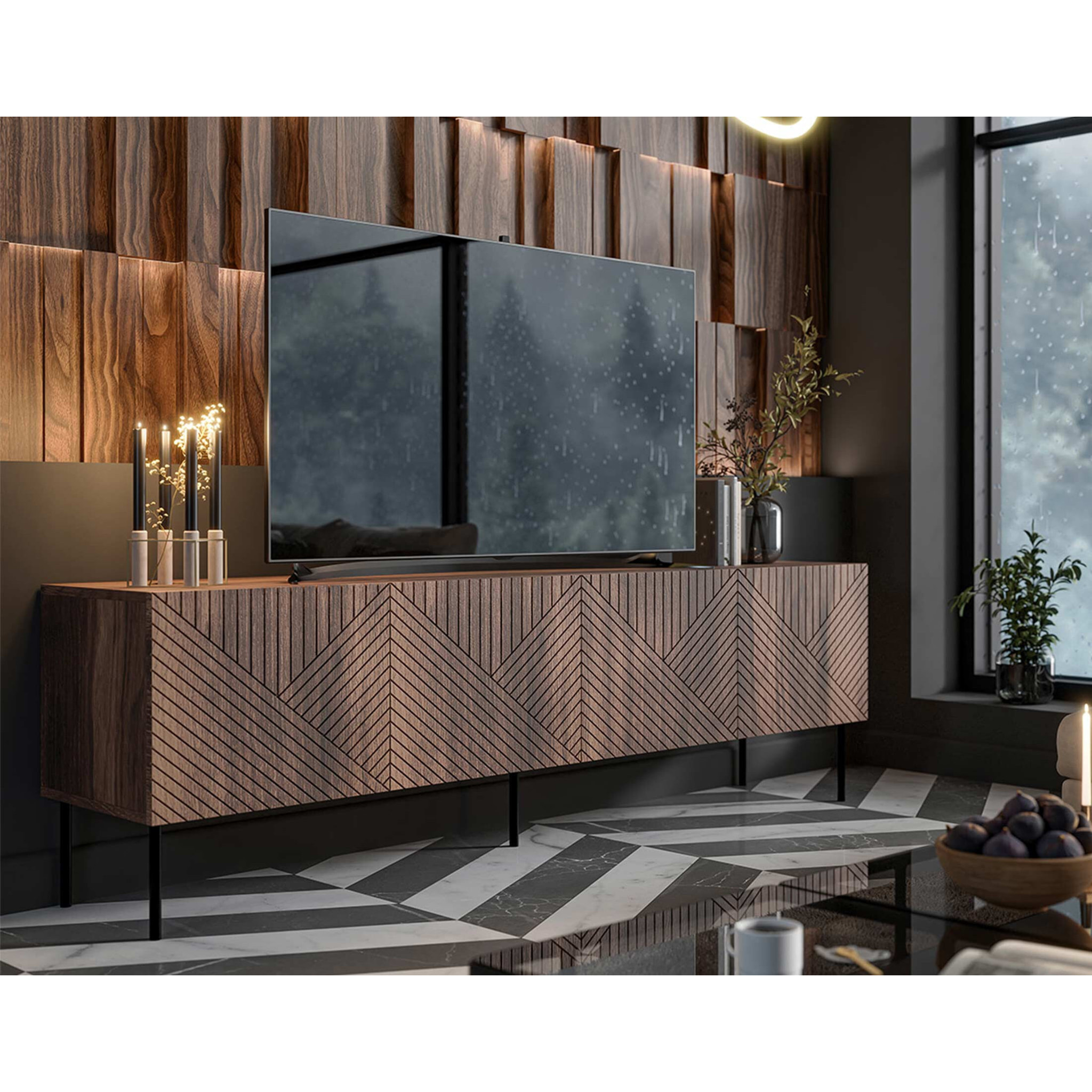 Salvador - meuble TV - effet bois - 4 portes - 191 cm - Bois