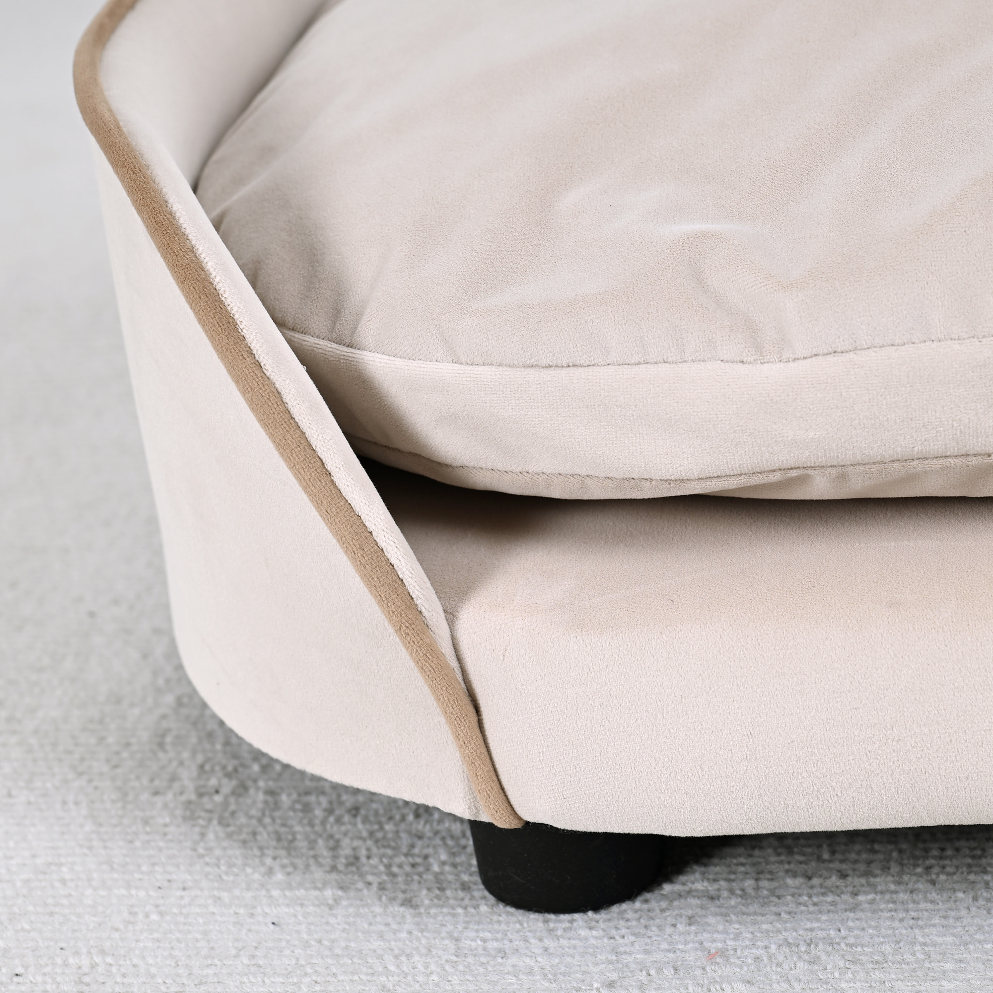 Canapé pour chien, canapé pour animal de compagnie avec coussin amovible et housse lavable, en velours, 66 x 43 x 19,5 cm, beige