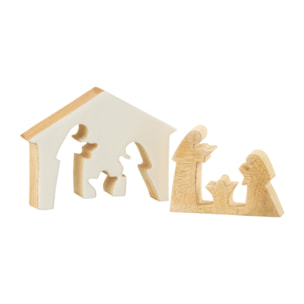 J-Line décoration Crèche Maison - bois - blanc/naturel - small