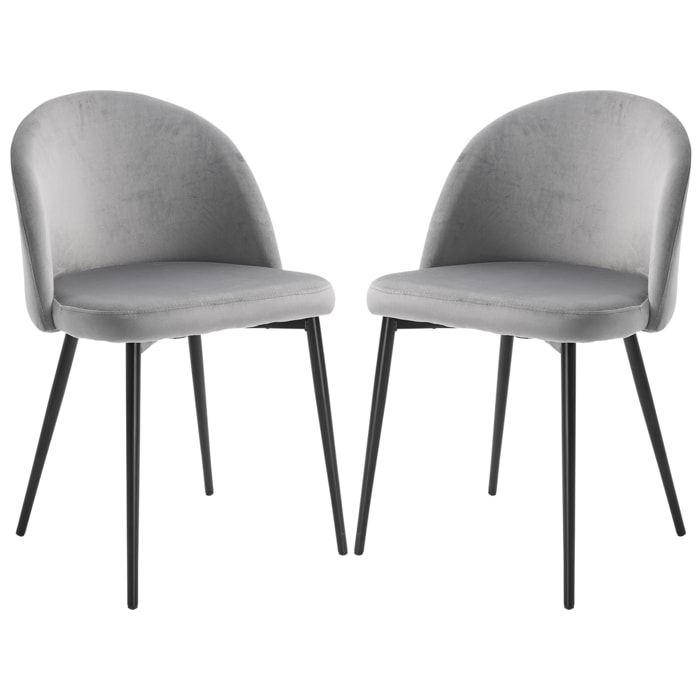 Set 2 Sillas de Comedor de Esponja y Madera 49x50x77 cm Gris