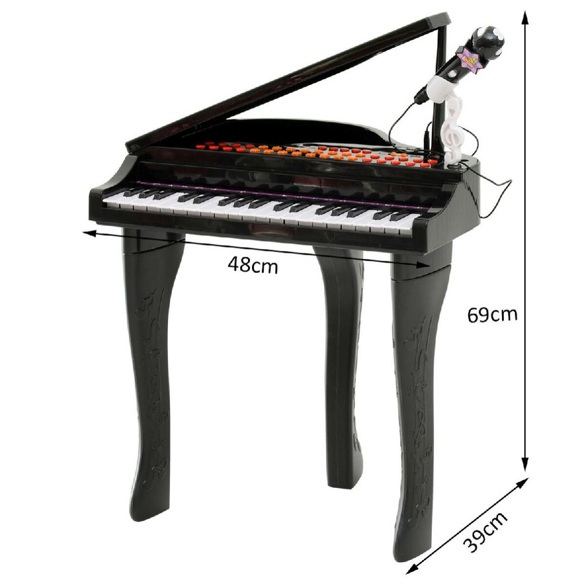 Piano à queue électronique 37 touches multifonctions avec micro haut parleur noir