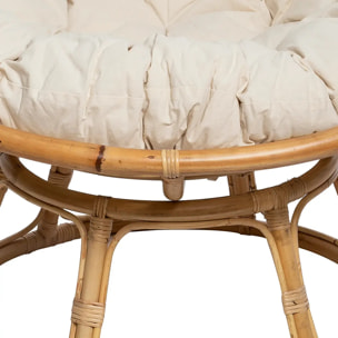 Fauteuil "Seram" rotin tissu beige