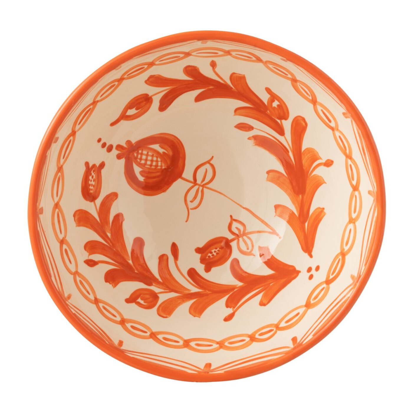 J-Line bol Granada High - céramique - blanc/orange - large - Ø 28 cm