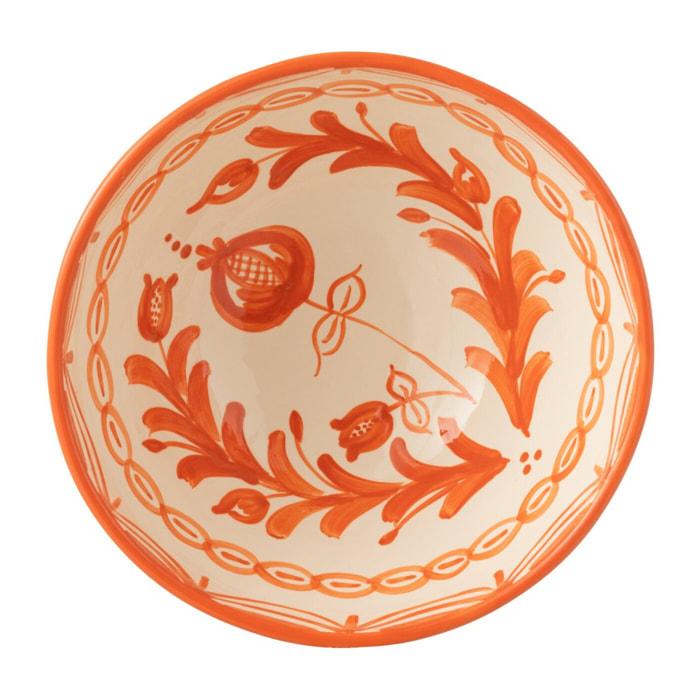 J-Line bol Granada High - céramique - blanc/orange - large - Ø 28 cm