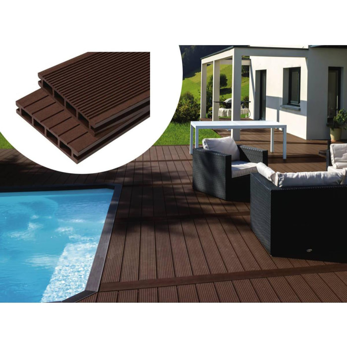 Pack 5 m² - Lames de terrasse composite alvéolaires - Marron