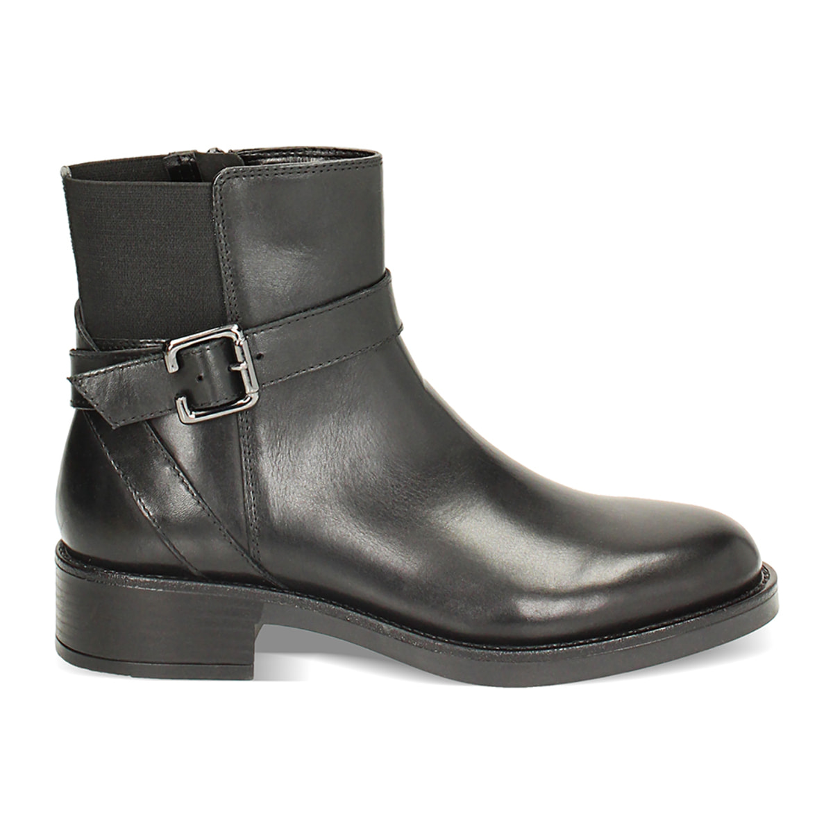 Tronchetto nero in pelle con fibietta