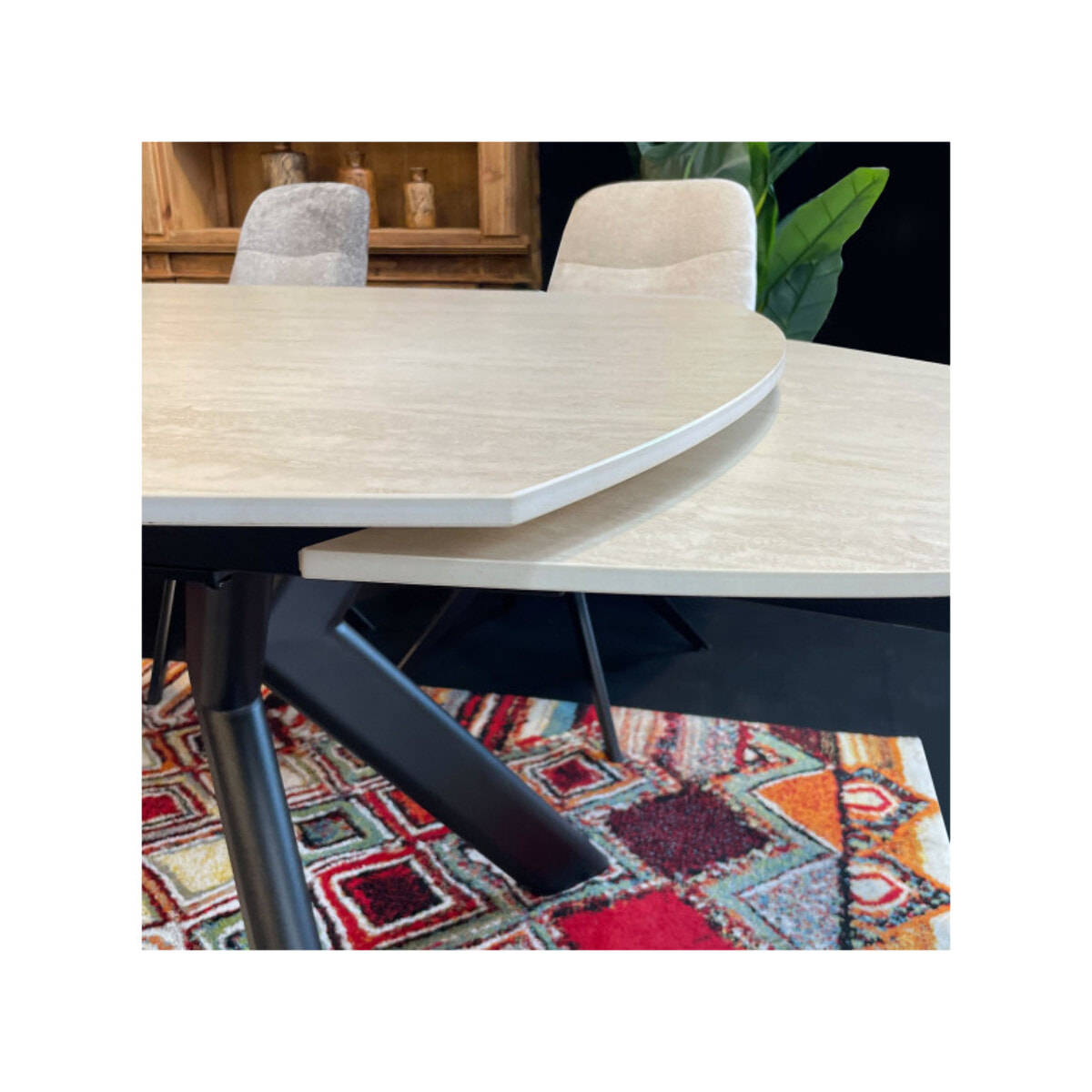 Table extensible 180 à 260 cm ovale en céramique effet travertin - SYDNEY