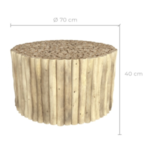 Table basse de jardin ronde en rondins de teck D70 cm - Imani