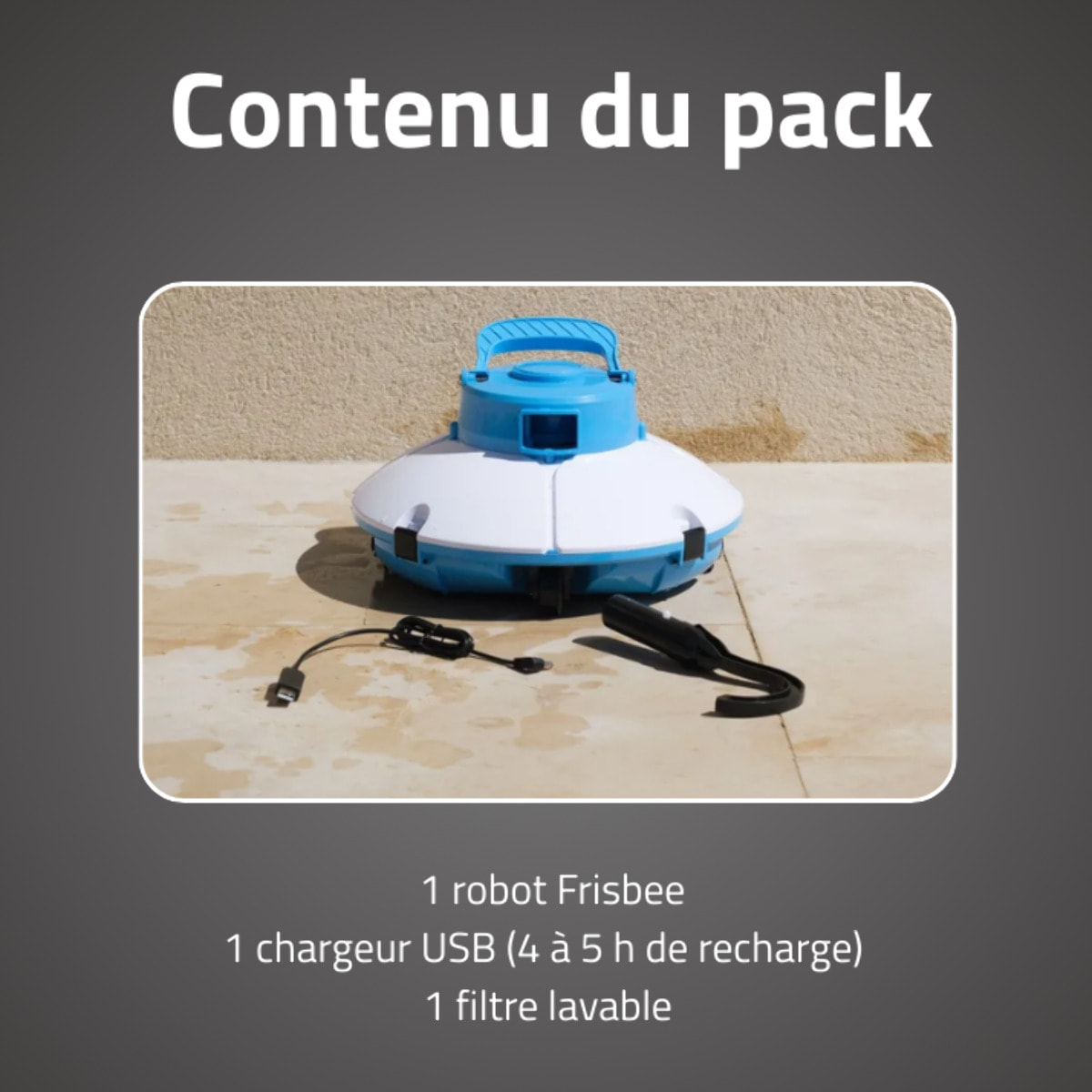 Bestway Robot piscine autonome Frisbee bleu - nettoyage fond plat - 5x3m max