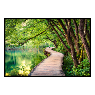 Affiche encadrée passerelle en forêt Affiche + cadre en métal - Noir