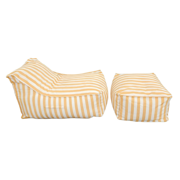 BOLOGNE Ensemble de poufs d’extérieur rayés jaune déperlant