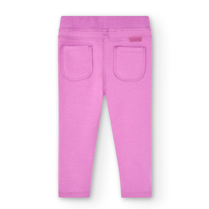 Pantalón felpa básico de bebé niña -BCI