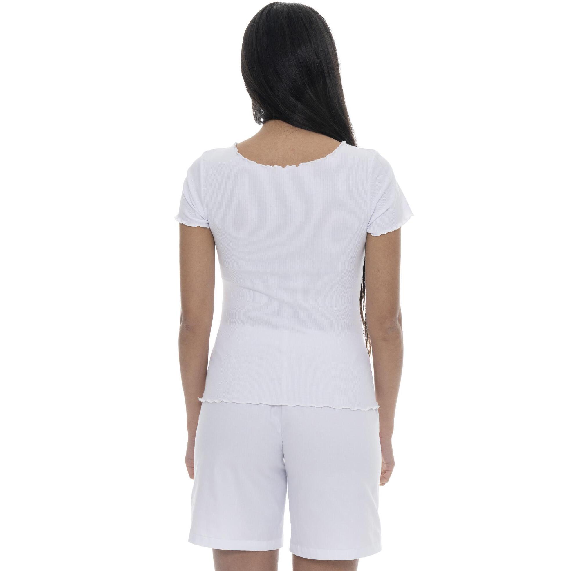 T-shirt da donna in costina elasticizzata Leone Chic Gold