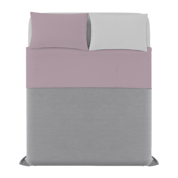 COMPLETO LETTO NATURAL COLOUR MADE IN ITALY COTONE-ROSA ANTICO/GRIGIO CHIARO MATRIMONIALE