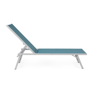 Set di 4 lettini, reclinabili, MACARELLA in alluminio grigio e textilene blu, pieghevoli