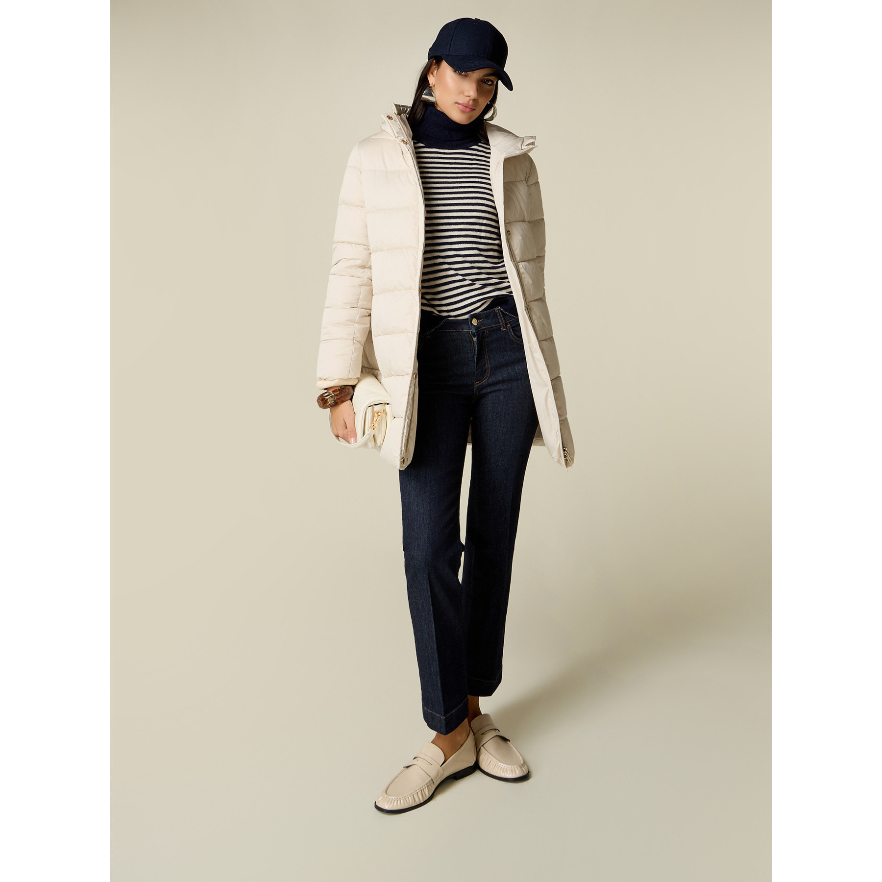 Oltre - Jeans Lauren regular cropped in denim rinse - Blu