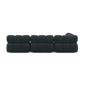 Ruby - canapé modulable d'angle gauche 5 places en velours texturé - Noir