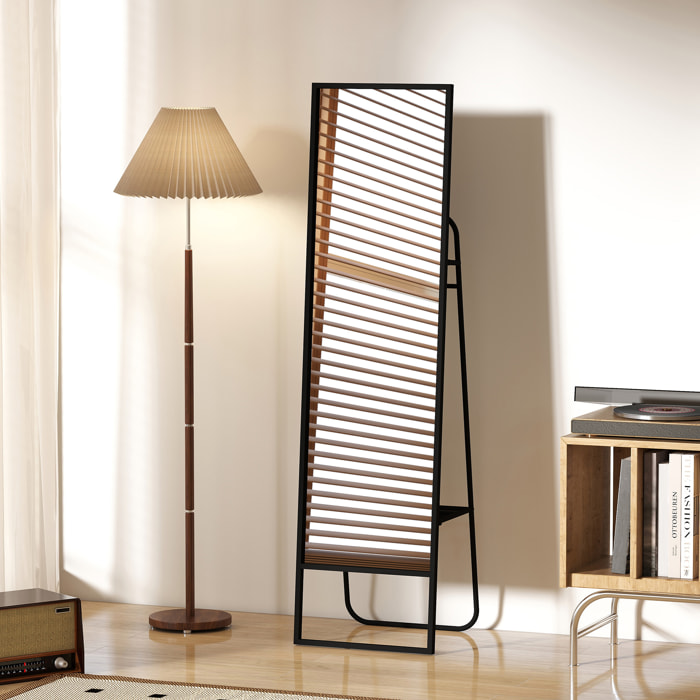 Miroir sur pied avec rangements grande taille dim. 148,5 x 40 cm métal noir