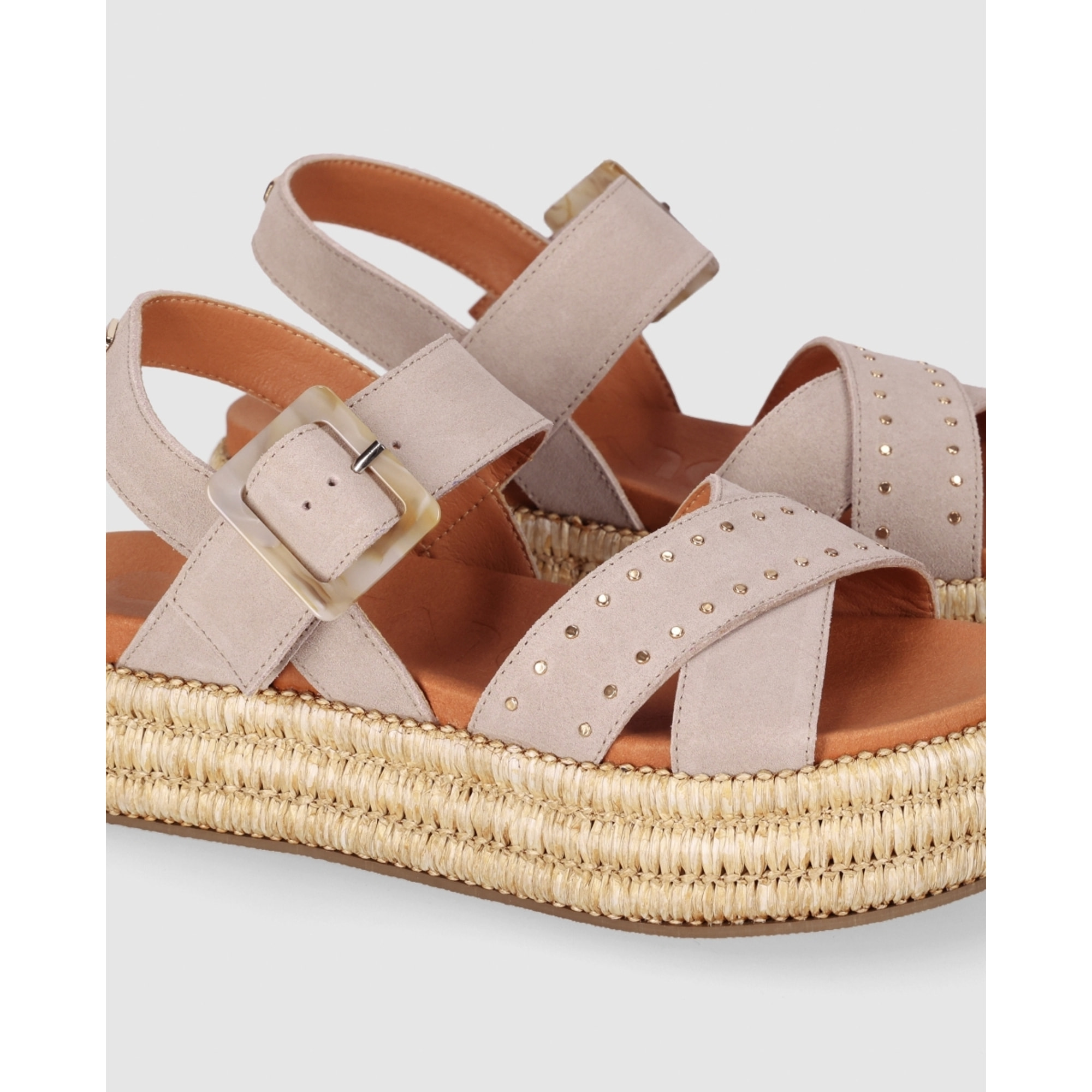 Sandalias de Serraje - Piedra - Tacón: 5 cm