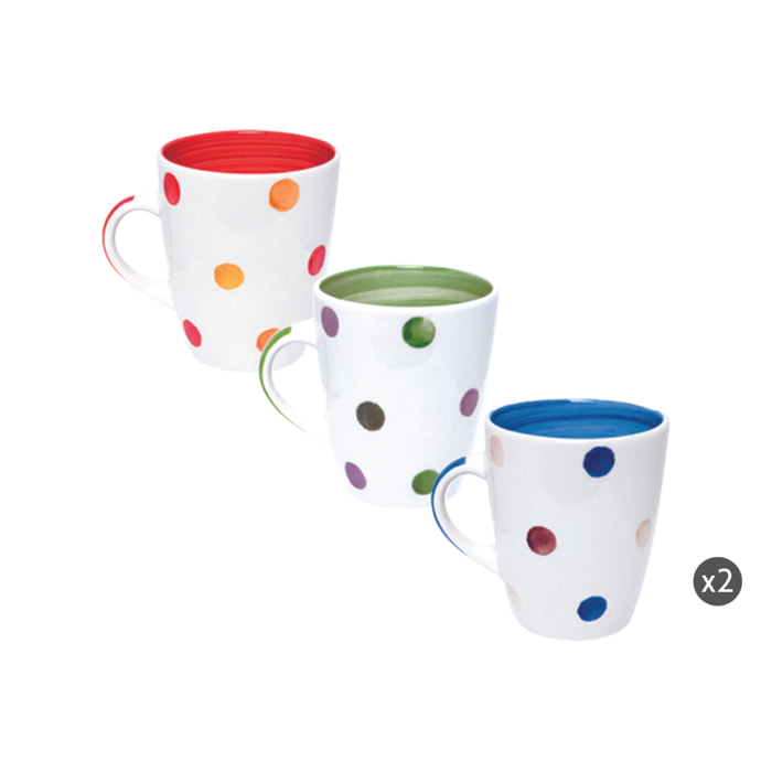 Set 6 Mug Excelsa – Pois, Ceramica Multicolore