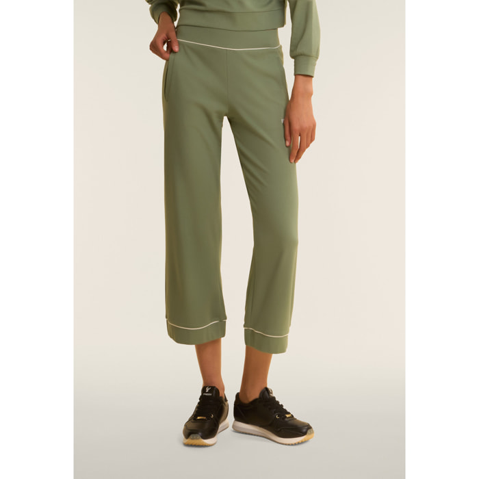 Pantaloni Sportivi Wide Leg Cropped con tasche interne