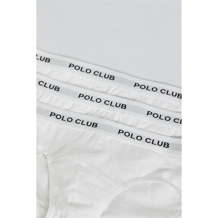 Pack de tres slips blancos con detalle Polo Club