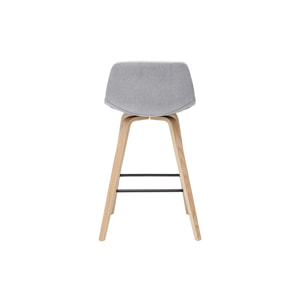 Tabourets de bar scandinaves gris clair et bois H65 cm (lot de 2) NONIE